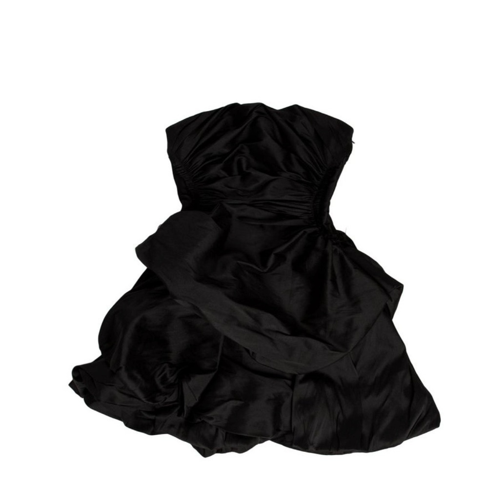 Aje Black Strapless Ruffle Dress